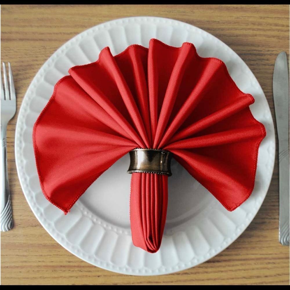 Six piece cherry red table napkins X two total 12